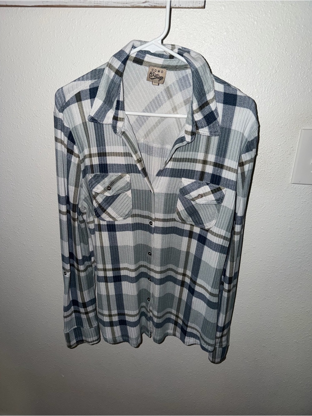Como Vintage Very Soft Lightweight Plaid Button-Down Shirt
